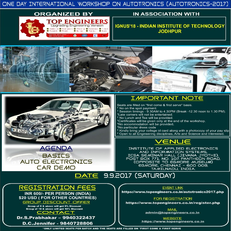 ONE DAY INTERNATIONAL WORKSHOP ON AUTOTRONICS