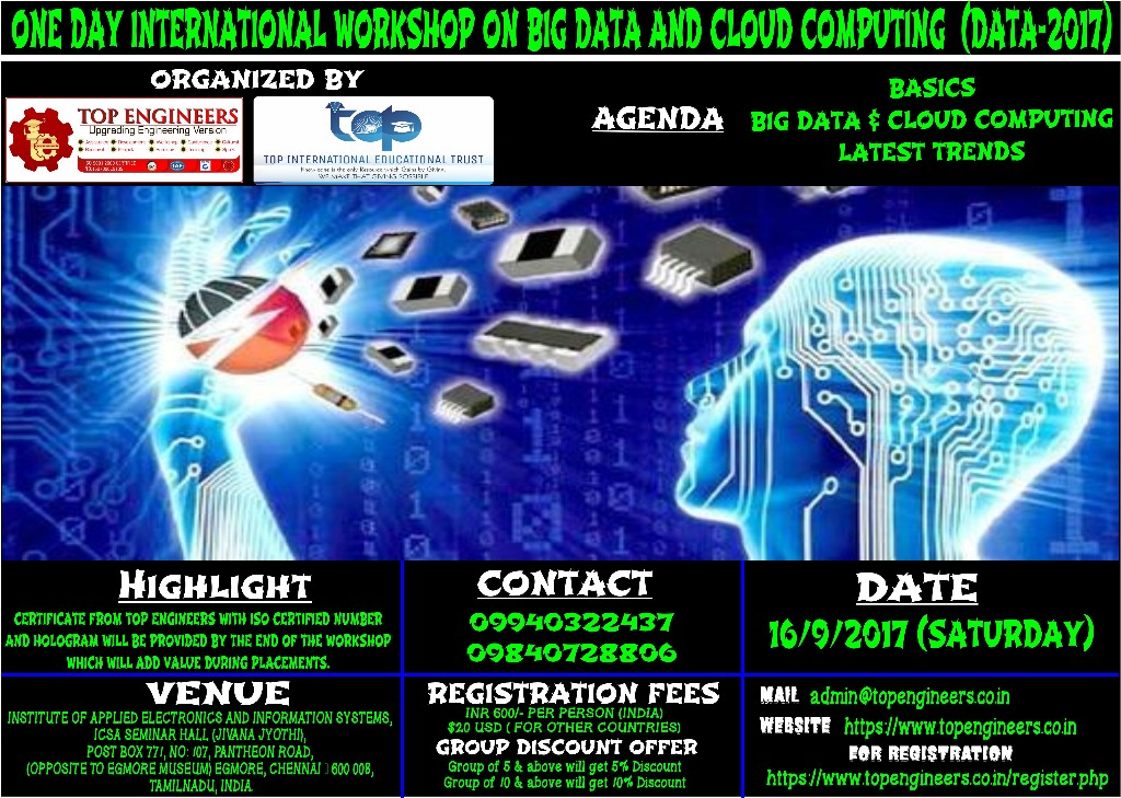 ONE DAY INTERNATIONAL WORKSHOP ON BIG DATA AND CLOUD COMPUTING  (DATA-2017)