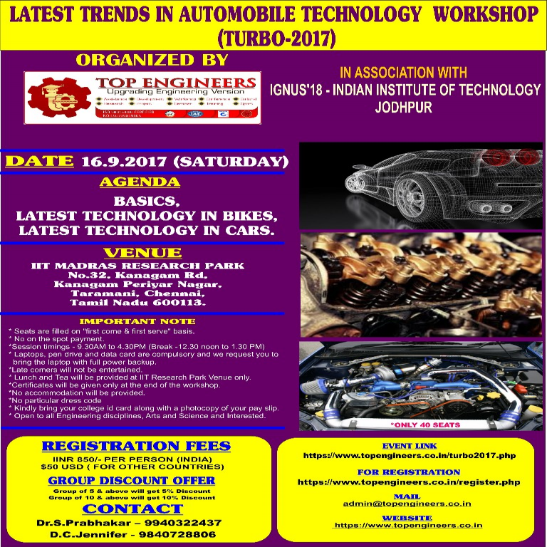 LATEST TRENDS IN AUTOMOBILE TECHNOLOGY  WORKSHOP (TURBO-2017)
