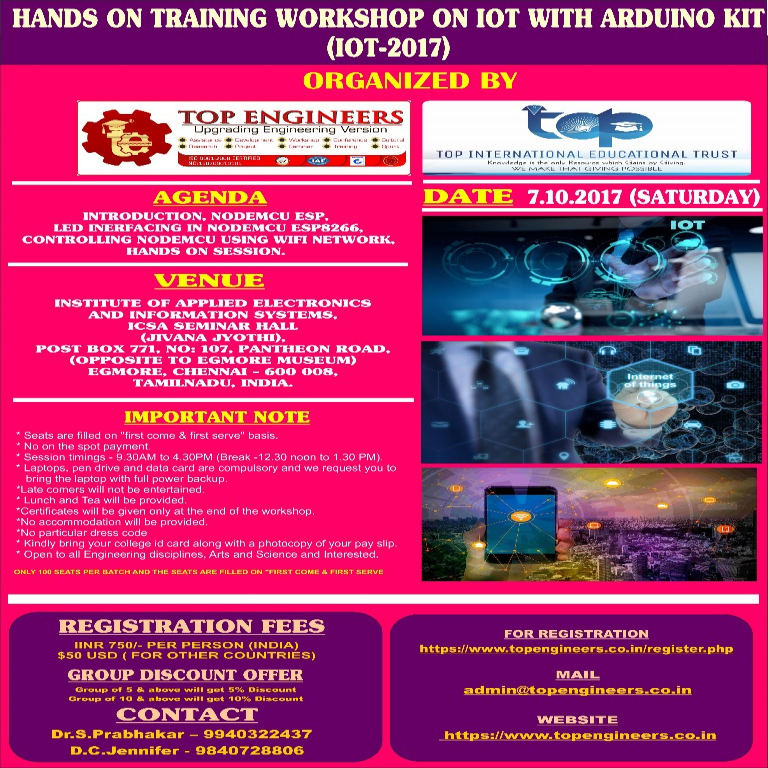HANDS ON TRAINING WORKSHOP ON IOT WITH ARDUINO KIT (IOT-2017)