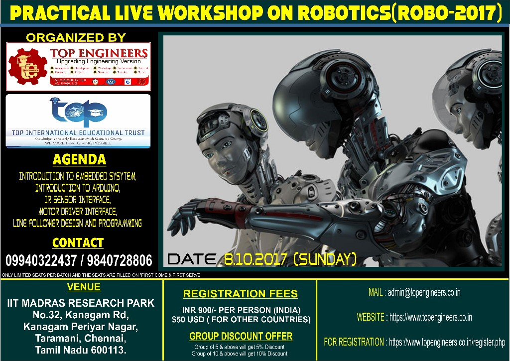 PRACTICAL LIVE WORKSHOP ON ROBOTICS(ROBO-2017)