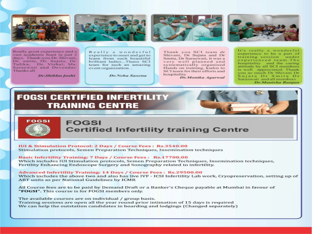 Dr Shivani Sachdev Gour - FOGSI Certified Infertility Training Centre