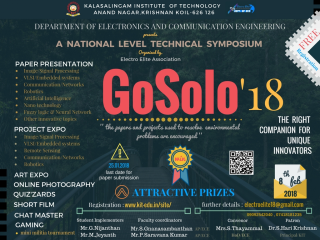 GOSOLO'18 - A NATIONAL LEVEL TECHNICAL SYMPOSIUM