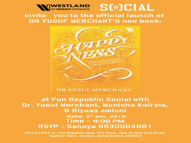 Manisha Koirala to launch Dr Yusuf Merchant new book Happyness