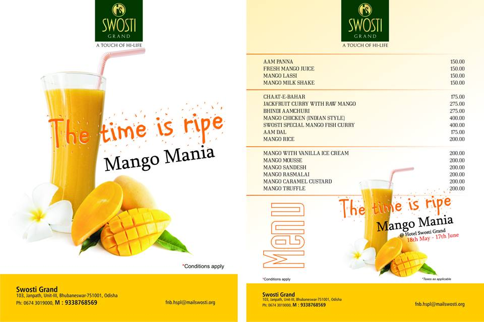 Mango Mania Festival is On Swosti Grand Hotel in Bhubaneswar