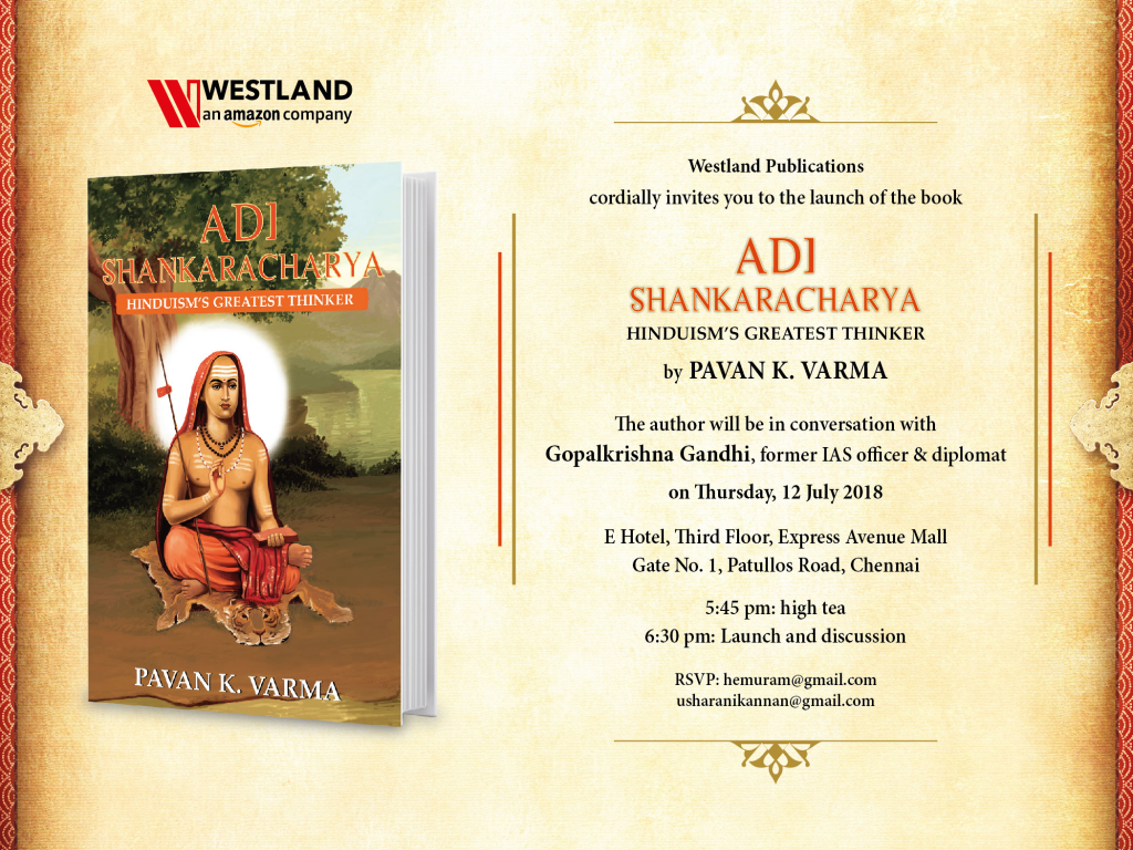 Author-Diplomat Pavan K Varma launches his book - Adi Shankaracharya