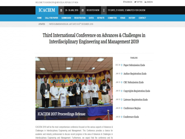 Third International Conference on Advances & Challenges in Interdisciplinary Eng