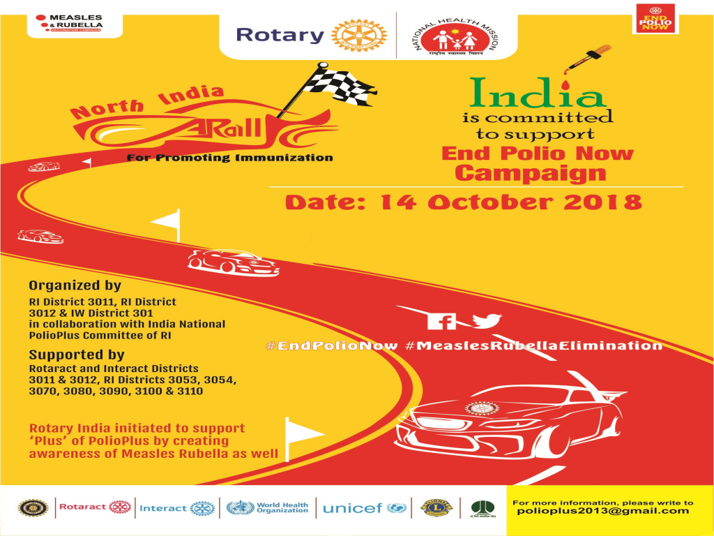 North India Car Rally for Promoting Immunization against Polio, Measles & Rubell