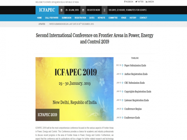 Second International Conference on Frontier Areas in Power, Energy and Control 2