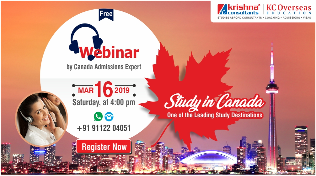 Free Webinar on Study in Canada - 16th March 2019
