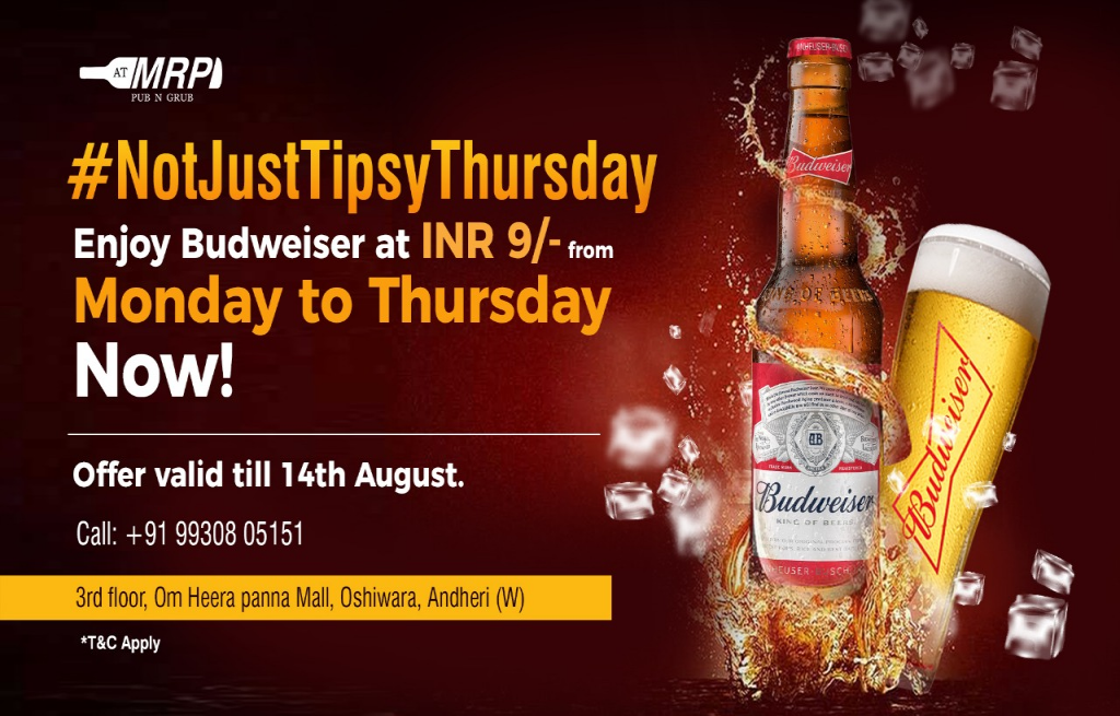 Beer Festival - Budweiser at INR 9/- Only!