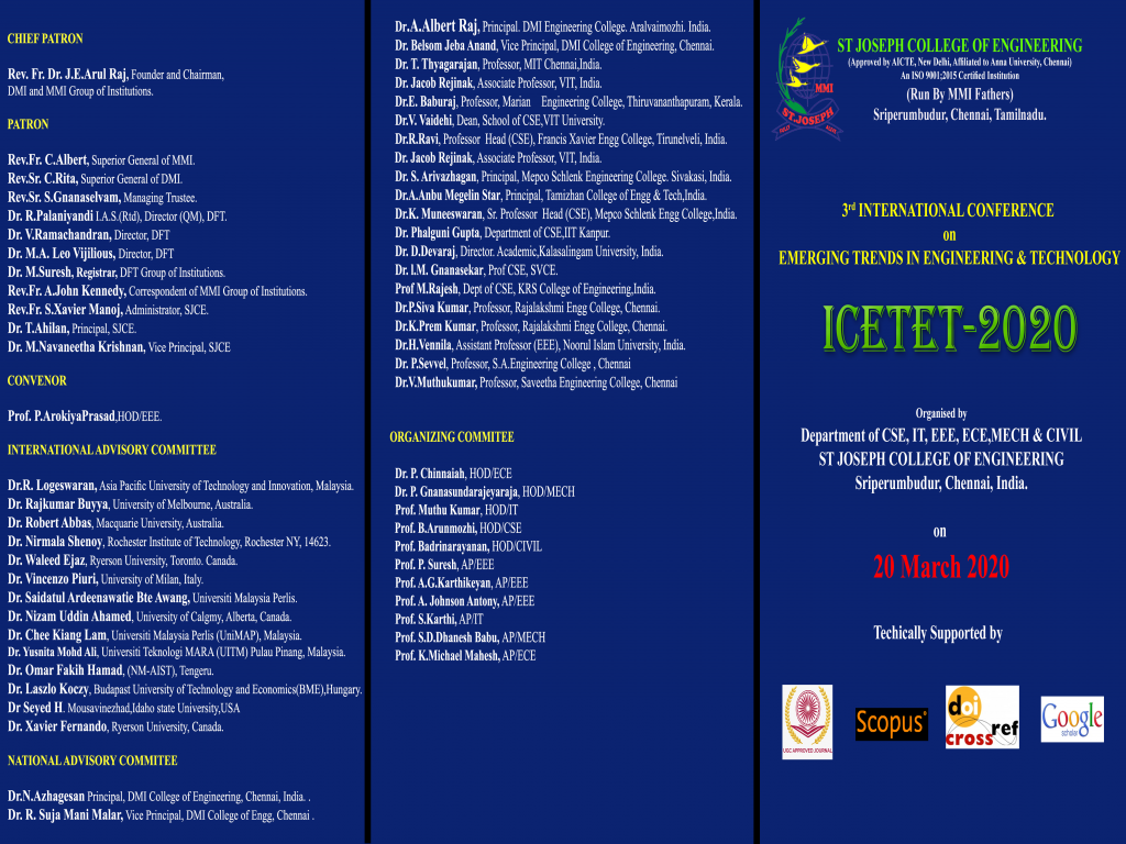 3rd INTERNATIONAL CONFERENCE OF EMERGING TRENDS IN ENGINEERING AND TECHNOLOGY