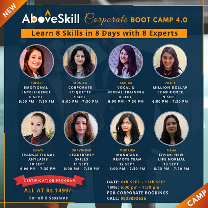 Learn 8 skills in 8 days with 8 experts- Emotional Intelligence, Corporate etc.