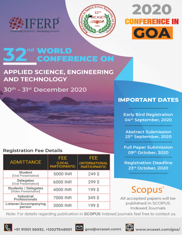 32nd WORLD CONFERENCE ON APPLIED SCIENCE, ENGINEERING AND TECHNOLOGY