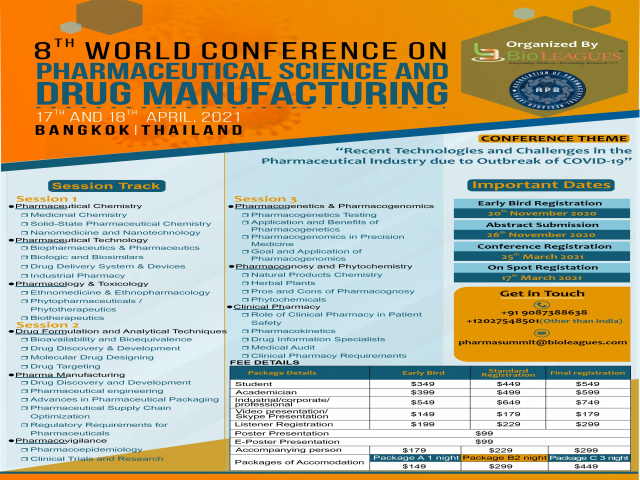 World Conference on Pharmaceutical Science and Drug manufacturing