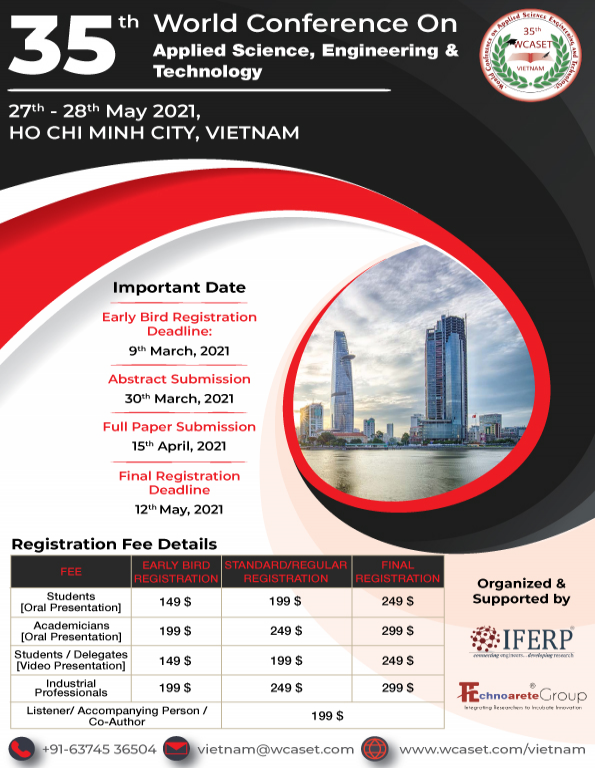 35th World Conference on Applied Science, Engineering and Technology