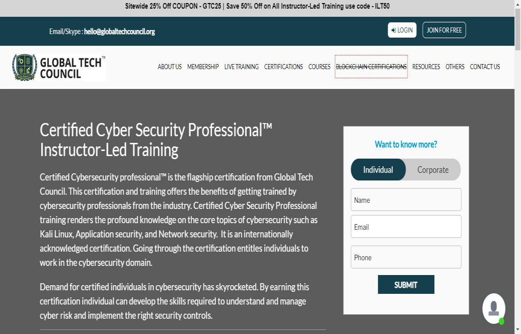 Certified Cyber Security Professional Instructor-Led Training