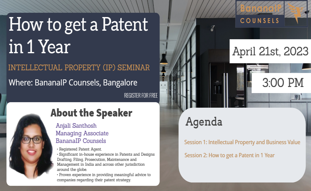 GETTING A PATENT IN ONE YEAR