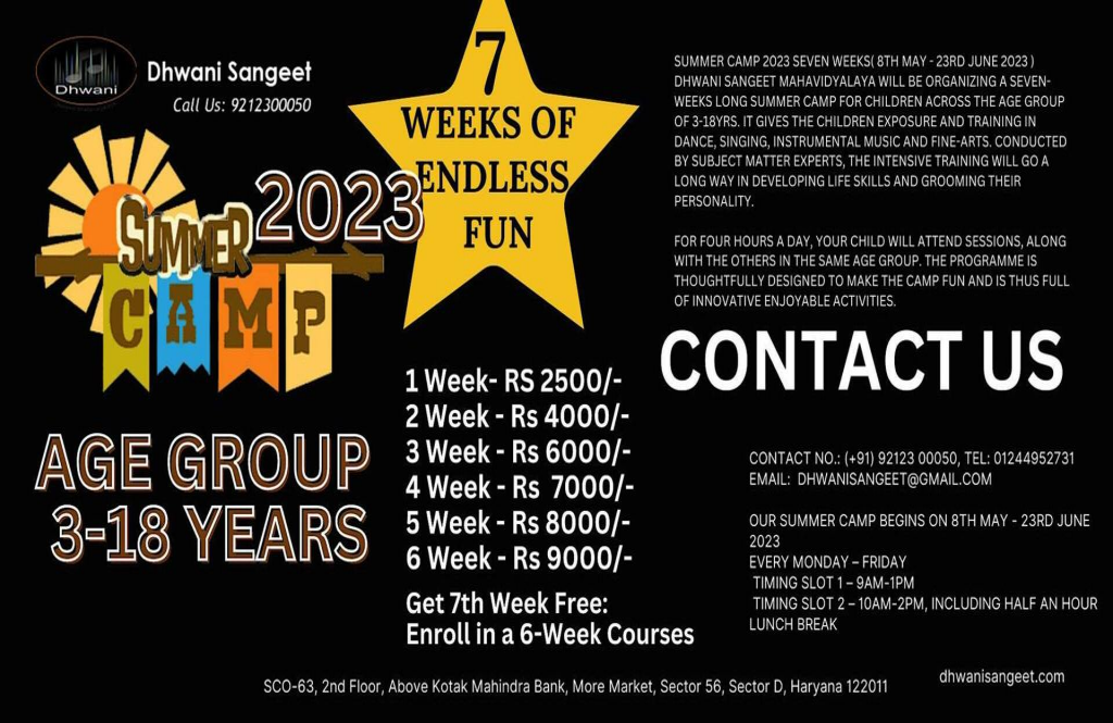 Dhwani Sangeet Mahavidyalaya Organizing Summer Camp 2023