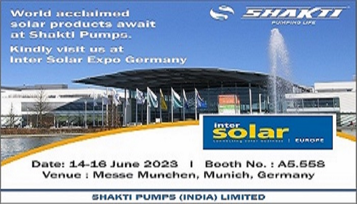 Inter Solar Expo Germany - World-acclaimed solar products await at Shakti Pumps