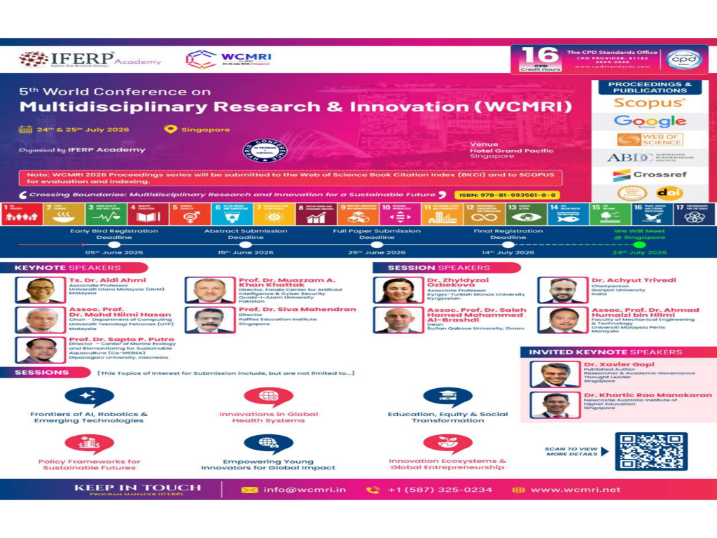 5th World Conference on Multidisciplinary Research & Innovation (WCMRI)